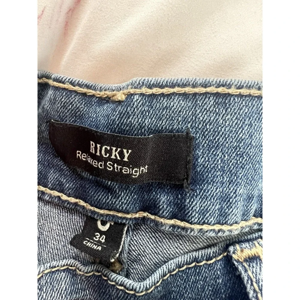 True Religion Ricky Straight Jeans Mens‎ 34x34 Medium Wash Y2K Skater (142)
